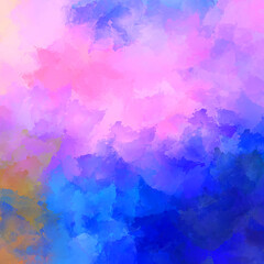 Painted composition with vibrant brush strokes. Textured colorful painting. Paint brushed wallpaper.