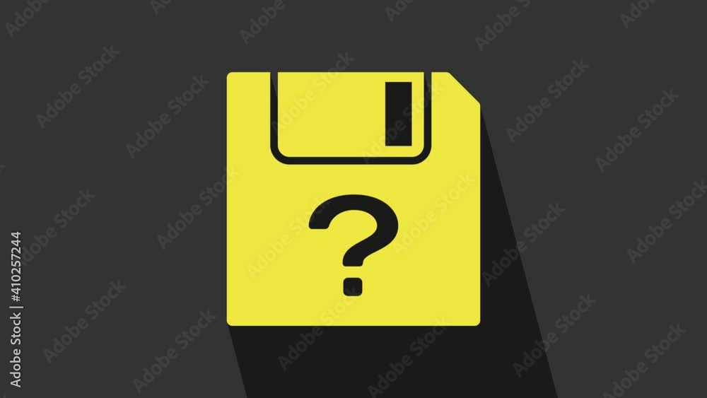 Poster yellow unknown document icon isolated on grey background. file with question mark. hold report, serv