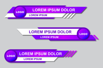 Fototapeta premium Modern geometric lower third banner template design. Colorful lower thirds set template vector. Vector illustration