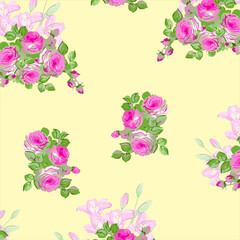 Floral seamless pattern. Hand drawn. For textile, wallpapers, print, wrapping paper. Vector stock illustration.