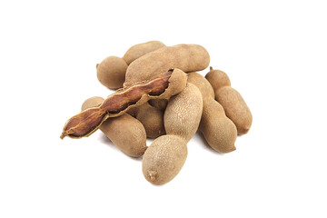 Tamarind indian date fruit isolated on white background