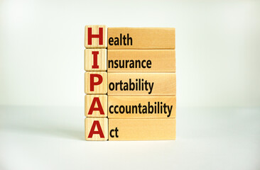 HIPAA, Health Insurance Portability and Accountability Act of 1996 symbol. Words 'HIPAA, Health Insurance Portability and Accountability Act', beautiful white background. Business concept. Copy space.