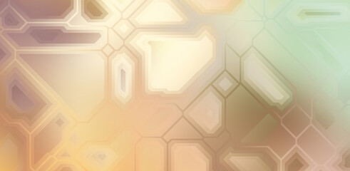 Layers of colorful and vibrant geometrical shapes. Digital illustration of a tech layout. Futuristic design template.