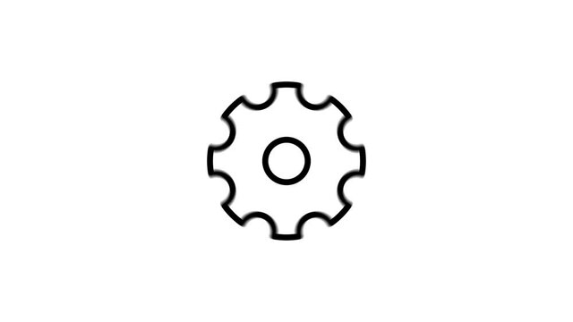 Loading progress bar with gear. Rotating gear on a white background. Flat animation with alpha channel.