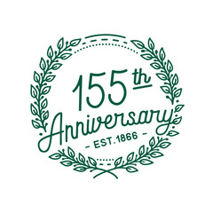 155 years anniversary logo collection. 155th years anniversary celebration hand drawn logotype. Vector and illustration.