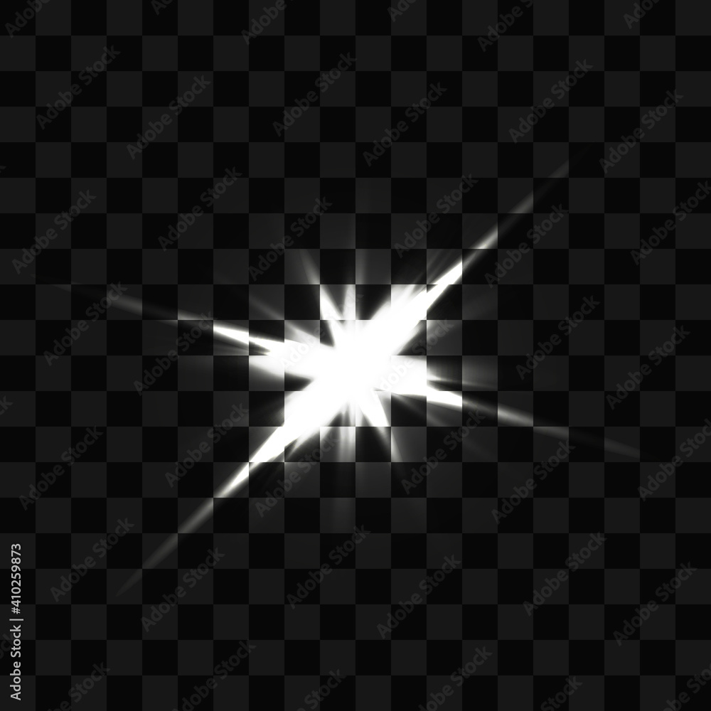 Wall mural white beautiful light explodes with a transparent explosion. vector, bright illustration for perfect
