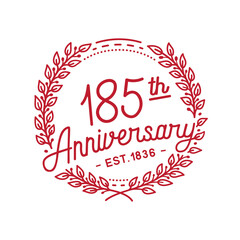 185 years anniversary logo collection. 185th years anniversary celebration hand drawn logotype. Vector and illustration.