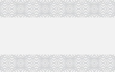 3D geometric convex pattern with horizontal inserts in the form of an ornament. Ethnic abstract oriental white background.Texture for design and decoration. 