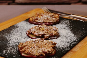 vegetarian dish of apples healthy food delicious breakfast for children
