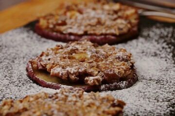 vegetarian dish of apples healthy food delicious breakfast for children