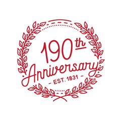 190 years anniversary logo collection. 190th years anniversary celebration hand drawn logotype. Vector and illustration.