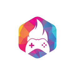 Gaming fire logo icon designs vector. game pad with a fire for gaming logo