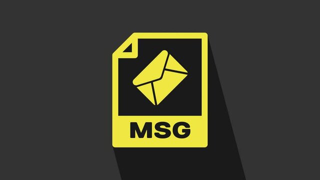 Yellow MSG file document. Download msg button icon isolated on grey background. MSG file symbol. 4K Video motion graphic animation