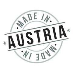 Made In Austria Stamp Logo Icon Symbol Design. Seal Illustration National Product Badge Vector.