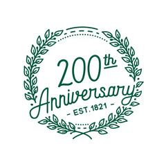 200 years anniversary logo collection. 200th years anniversary celebration hand drawn logotype. Vector and illustration.