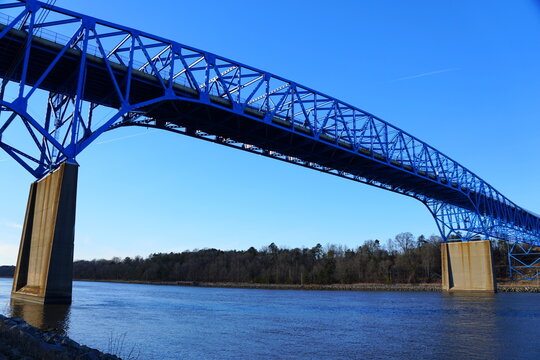 The View Of Summit Bridge Above The Chesapeake Canal Near Middletown, Delaware, U.S