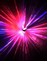 Obraz premium Futuristic lens flare. Light explosion star with glowing particles and lines. Beautiful abstract rays background.