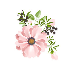 Flower isolated on white background. Flower modern design for t-shirt, print material, cloth and textile. Useful for invite and wedding card, wallpaper and greeting card. Flower vector illustration