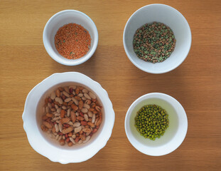 mixed beans, lentils and peas
