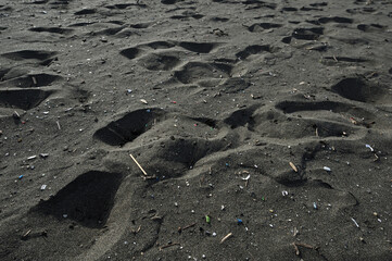 Plastic garbage on the beach.