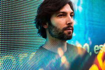 Man looking at digital data