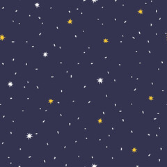 Stars seamless pattern on a dark background. Night sky background.