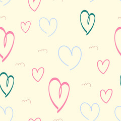 Seamless heart shape pattern.  Valentines day background vector. Perfect design for paper, cover, wallpaper, 
fabric, textile, interior decor and other project.