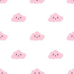 Seamless clouds smiling face pattern.  Vector design for paper, cover, wallpaper, 
fabric, textile, interior decor and other project.
