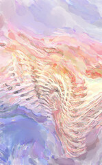 Watercolor abstract painting with pastel colors for poster, wall art, banner, card, book cover or packaging. Modern painting of soothing brush strokes resembling alcohol inks.