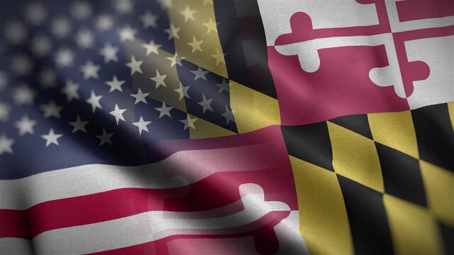 Maryland State USA Mixed Flag Close Up HD