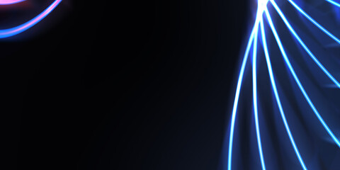 Neon colorful abstract design of light waves. Digital background with neon light glowing effect. Bright rays wallpaper.
