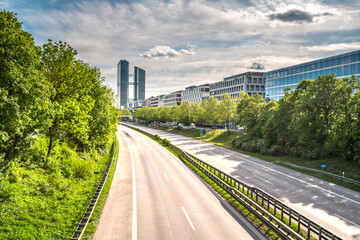 Munich skyscrapers skyline traffic city bavaria germany