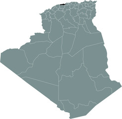 Black location map of the Algerian Tipaza province inside gray map of Algeria