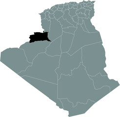 Black location map of the Algerian Béchar province inside gray map of Algeria