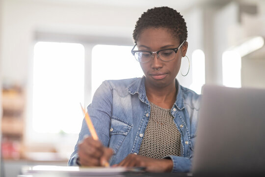 Woman working at home