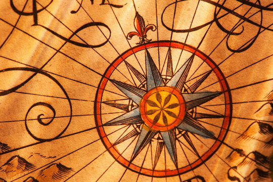 Detail of antique map, studio shot