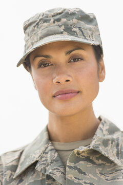 Portrait of female army soldier