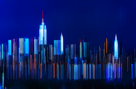 Digitally blurred skyline of Manhattan