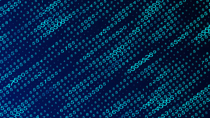 Digital background blue matrix. Matrix background. Binary computer code. Hacker coding concept. 3D rendering.