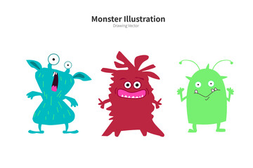 Cute monster character with colorful colors.