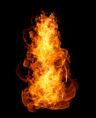 Fire flames on a black background