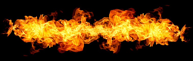 Fire flames on a black background