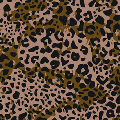 Abstract animal skin leopard seamless pattern design. Jaguar, leopard, cheetah, panther fur. Seamless camouflage background for fabric, textile, design, cover, wrapping.