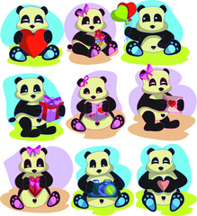 Cute Panda Couple Valentine's Day