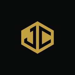 Initial letter JC hexagon logo design vector