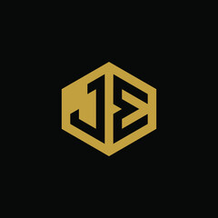 Initial letter JE hexagon logo design vector