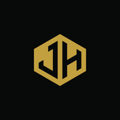 Initial letter JH hexagon logo design vector