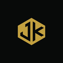 Initial letter JK hexagon logo design vector