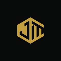 Initial letter JM hexagon logo design vector