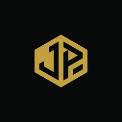 Initial letter JP hexagon logo design vector